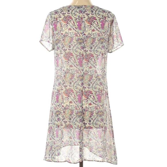 Daniel Rainn Dress Tie Neck Floral Print Short Sleeve Sheer Women's Small Flowy - Picture 6 of 7